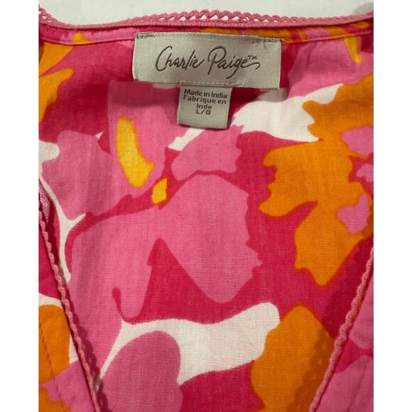 Charlie Paige Floral Dress Pink and Orange Size Large (042) - Picture 2 of 10